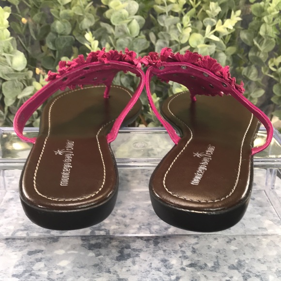 Montego Bay🌴Club Fuchsia Flower Thong Sandals Women’s 8 ☀️VGUC☀️ - Picture 5 of 9